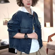 批发2026秋季新款复古牛仔外套女设计感宽松显瘦牛仔夹克短款上衣女装