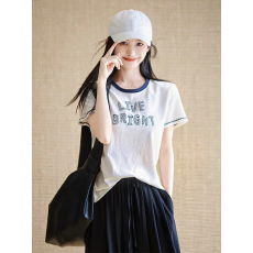 批发live字母T恤｜澳棉雨露麻立体刺绣宽松显瘦百.搭新款短袖