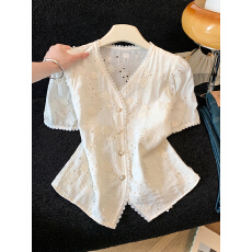 批发2026夏季新款小香风提花蕾丝衬衫女ins风镂空上衣高级感春秋女装