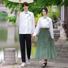 批发<b class='q'>实拍</b>情侣装原创古风新中式运动会朗诵舞台班服演出校服
