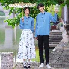 批发<b class='q'>实拍</b>情侣装原创古风新中式运动会朗诵舞台班服演出校服