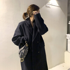 批发<b class='q'>韩国</b>chic 冬季法式高级感西装领口袋双排扣宽松毛呢子大衣外套