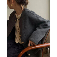 批发2026年新款女韩国秋冬新款韩版呢子短款双面呢<b class='q'>外套</b>女宽松