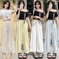 批发实拍夏季新款薄款洗水棉气球裤哈伦直筒速干<b class='q'>高腰</b>小个子休闲裤女