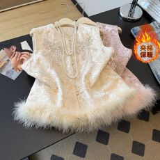 批发实价#年轻版国风马甲新中式提花马夹坎肩背心唐装夹棉<b class='q'>外套</b>女冬季