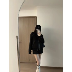 批发美式黑色拉链<b class='q'>短外套</b>女2026春季新款时尚小个子显瘦夹克流行上衣