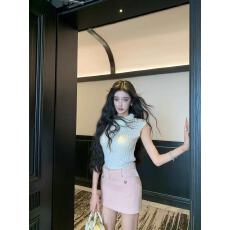 批发Barb Chill粉色灯芯绒半身裙套装女冬喵系<b class='q'>无袖</b>背心