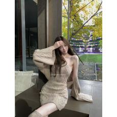 批发12.8/20点【摩卡慕斯】修身高弹<b class='q'>针织</b>包臀裙+<b class='q'>针织</b><b class='q'>短款</b>长袖外套