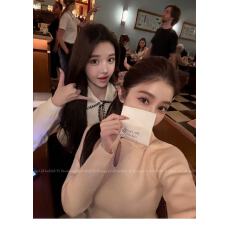 批发韩雨嘉【冬日美纪】C_EL25滑雪北极绒纱线 手钩娃娃领套头毛衣