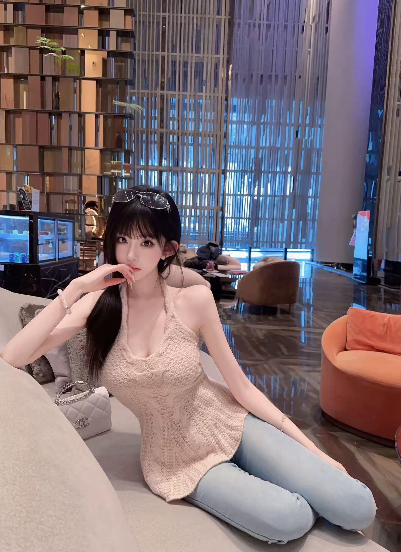 eva 6 월 6 월 소스 한 부서 부드러운 양모 꽈배기 니트 행침 목 백리스 허리 수축 조끼 여성 연령 감소 순수한 욕망 맨위