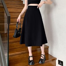 春夏季新款中长款西装A字裙女装新款高腰伞裙纯色百搭