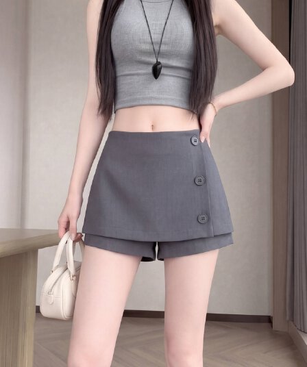 실사 2026 여름 새로운 정장 반신 바지 패션 몸매 가꾸기 미니 스커트