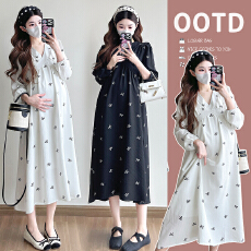 批发实拍 2026<b class='q'>秋</b>季新款孕妇装碎花法式显瘦高级感中长款气质连衣裙