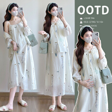 批发实拍 2026孕妇装新款春夏重工全刺绣孕妈上衣+吊带长裙两件套