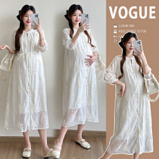 批发实拍 2026早春新款孕妇装设计感重工刺绣宽松遮肚显瘦<b class='q'>连衣裙</b>