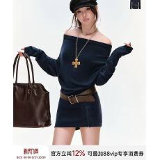 批发<b class='q'>蝙蝠</b>袖两穿<b class='q'>连衣裙</b>女针织坑条拼接短裙一字肩显瘦包臀裙