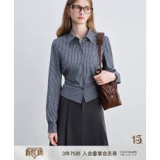 批发小个子MIU系知识分子风通勤格子衬衫女2025<b class='q'>秋</b>装新款复古上衣