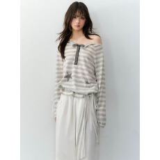 批发原创星星<b class='q'>印花</b>条纹翻领微透春夏罩衫