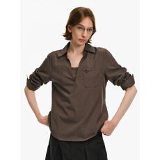 批发『莱赛尔亚麻』 V领宽松长袖衬衫春季休闲慵懒松弛套头衬衣