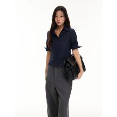 批发海妖风职场高智感五分<b class='q'>袖</b>衬衫可调节收腰显瘦通勤<b class='q'>上衣</b>