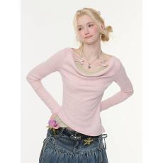 批发''温柔序曲''春秋假两件挂脖荡领上衣不规则下摆<b class='q'>长袖</b><b class='q'>t</b><b class='q'>恤</b><b class='q'>女</b>