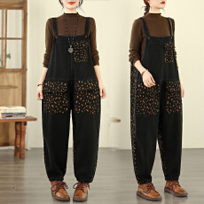 批发实拍<b class='q'>大码</b>牛仔<b class='q'>背带裤</b>四季新款印花时尚休闲百搭个性<b class='q'>背带裤</b>