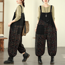 批发实拍<b class='q'>大码</b>牛仔<b class='q'>背带裤</b>四季新款印花时尚休闲百搭个性<b class='q'>背带裤</b>