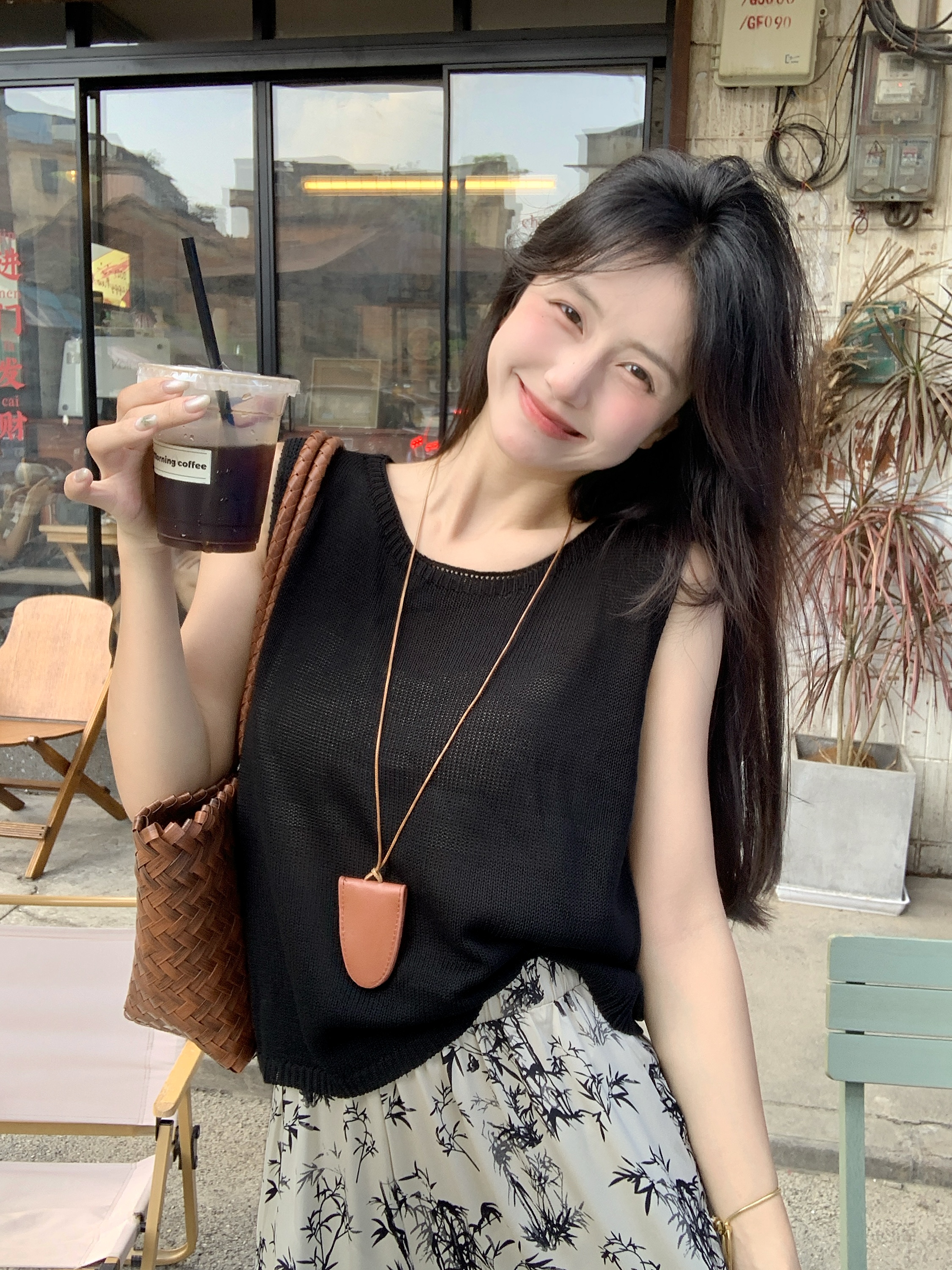 실사 여름 새로운 니트 조끼 민소매 맨위