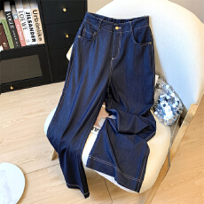 批发丹宁蓝莱塞尔天丝牛仔阔腿裤女2026夏款高腰显瘦垂感直筒休闲裤子