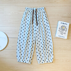 批发波点灯笼裤女夏薄款冰丝棉麻宽松显瘦百搭阔腿九分哈伦裤气球裤女