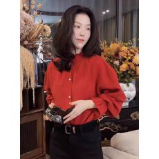 批发新款洋气花边领设计感显瘦长袖衬衫女装气质时尚通勤百搭上衣衬衣