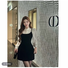批发韩系纯欲风穿搭一整套女秋冬千金气质内搭衬衫<b class='q'>丝绒</b>吊带小黑裙<b class='q'>套装</b>