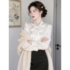 批发法式高级感超好看高端气质白色缎面衬衫2026<b class='q'>春</b>季新款小衫衬衣女装