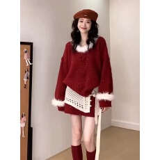 批发2026超火穿搭冬装一整套独特漂亮甜美减龄百搭毛衣<b class='q'>短裙</b>两件套装女