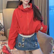 批发立领休闲薄款夹克外套女短款2026春夏新款小个子抽绳透气防晒上衣