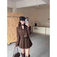 批发法式轻奢豹纹撞色呢子小香风加棉两件套欧洲站高级感洋气三件套