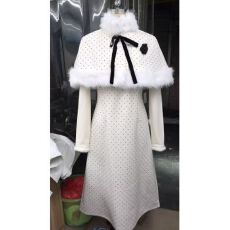 批发都市甜心 织物猪原创 简约气质miu系千金感毛绒波点斗篷<b class='q'>连衣裙</b>