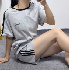 批发韩版宽松时尚短袖短裤跑步服两件套新款休闲<b class='q'>运动服</b>套装女夏季学生