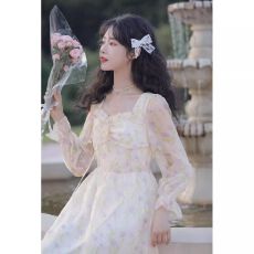 批发原版做工公主<b class='q'>连衣裙</b>超仙温柔款森系初恋裙复古风中长款碎花裙女