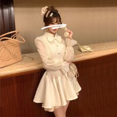 批发小香风高级感蝴蝶结蕾丝收腰长袖<b class='q'>连衣裙</b>女秋冬重工刺绣立领<b class='q'>蓬蓬裙</b>