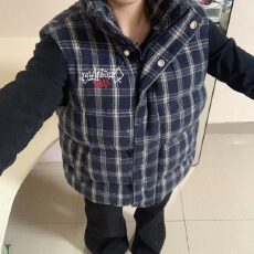 批发2025新款美式格子无袖<b class='q'>马甲</b>外套新款<b class='q'>男</b>女秋冬宽松复古休闲叠穿棉服