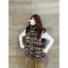 批发复古羊羔毛绒费尔岛提花马甲女士秋冬坎肩2025新款摇粒绒马夹外套