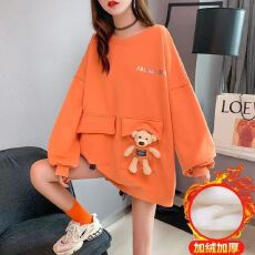 批发设计感小众<b class='q'>卫衣</b>女秋冬新款<b class='q'>小熊</b>宽松韩版可爱百搭上衣潮