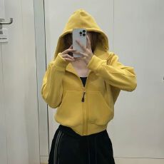 批发加绒加厚双面奥粒绒秋冬季连帽外套百搭休闲时尚<b class='q'>开衫</b>保暖修身<b class='q'>卫衣</b>