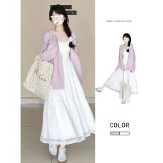 批发法式气质白色吊带连衣裙女<b class='q'>秋</b>季2026新款高级感巨好看韩系长裙套装