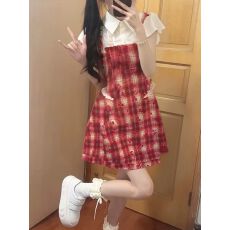 批发假两件<b class='q'>格</b>子<b class='q'>连衣裙</b>子女夏季2026新款小个子学院风收腰短裙