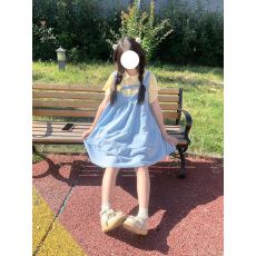 批发多巴胺木耳边娃娃领衬衫+两面穿<b class='q'>蓬蓬</b>娃娃a字背带连衣裙减龄套装