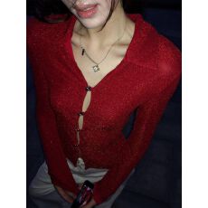 批发官图 复古单排扣性感镂空长袖外套修身显瘦开衫上衣女