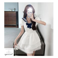 批发法式白色<b class='q'>连衣裙</b>夏季女装高级感气质超仙<b class='q'>公主</b>蓬蓬裙收腰小个子短裙