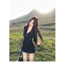 批发韩系纯欲独特超好看套装女春<b class='q'>秋</b>季新款高级感灰色卫衣裙一整套穿搭